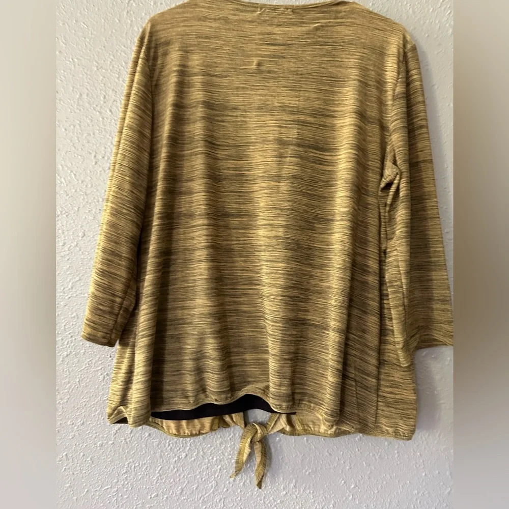 Women’s Size XL Gold and Black Top with Attached Tank, Long Sleeve, Tie Front - Picture 6 of 7